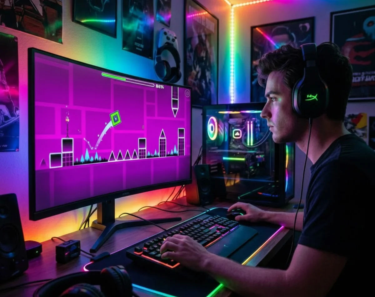 Geometry Dash PC Gameplay - Rhythm-based action platformer